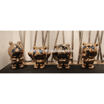 Customized stainless steel mordern sculpture polished handmade animal panda arts for decorating